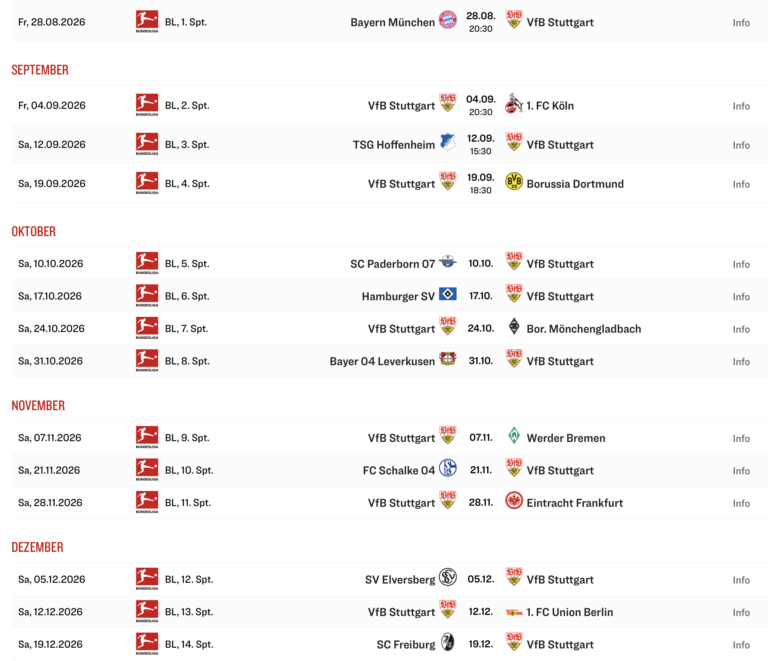 VfB Termine 26/27 I