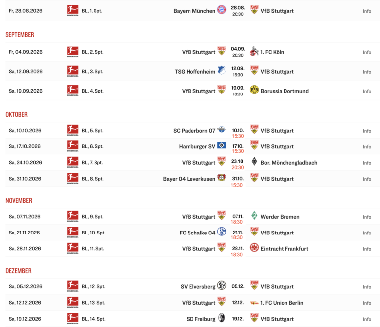 VfB Termine